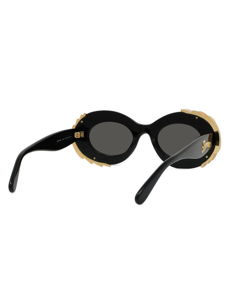 Men's x Paula's Ibiza 47MM Oval Sunglasses - Black Gold Dark Grey 6