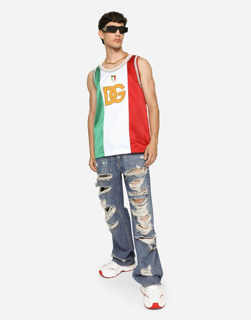Dolce & Gabbana Satin tank top with DG logo and patch outlook