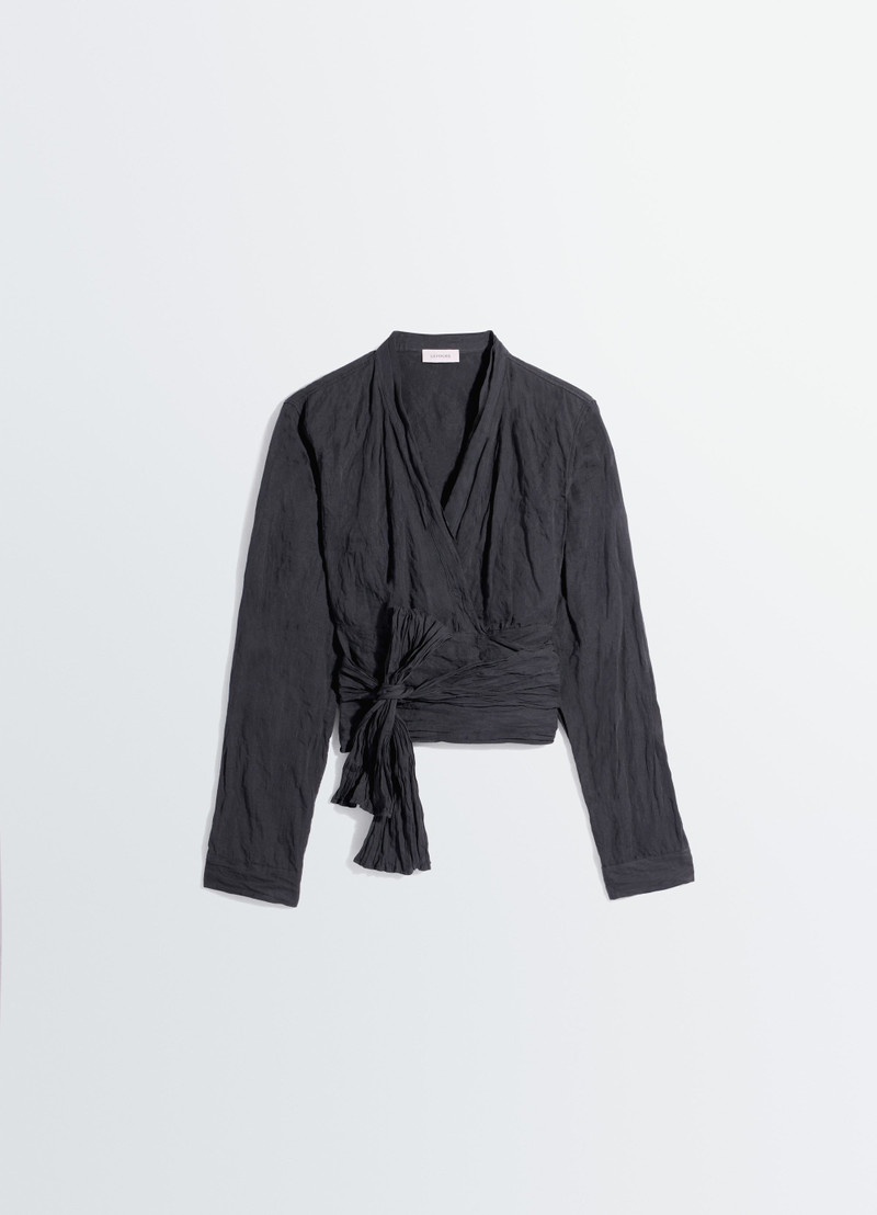 CRINKLED WRAP TOP IN CRINKLED COTTON METAL 1