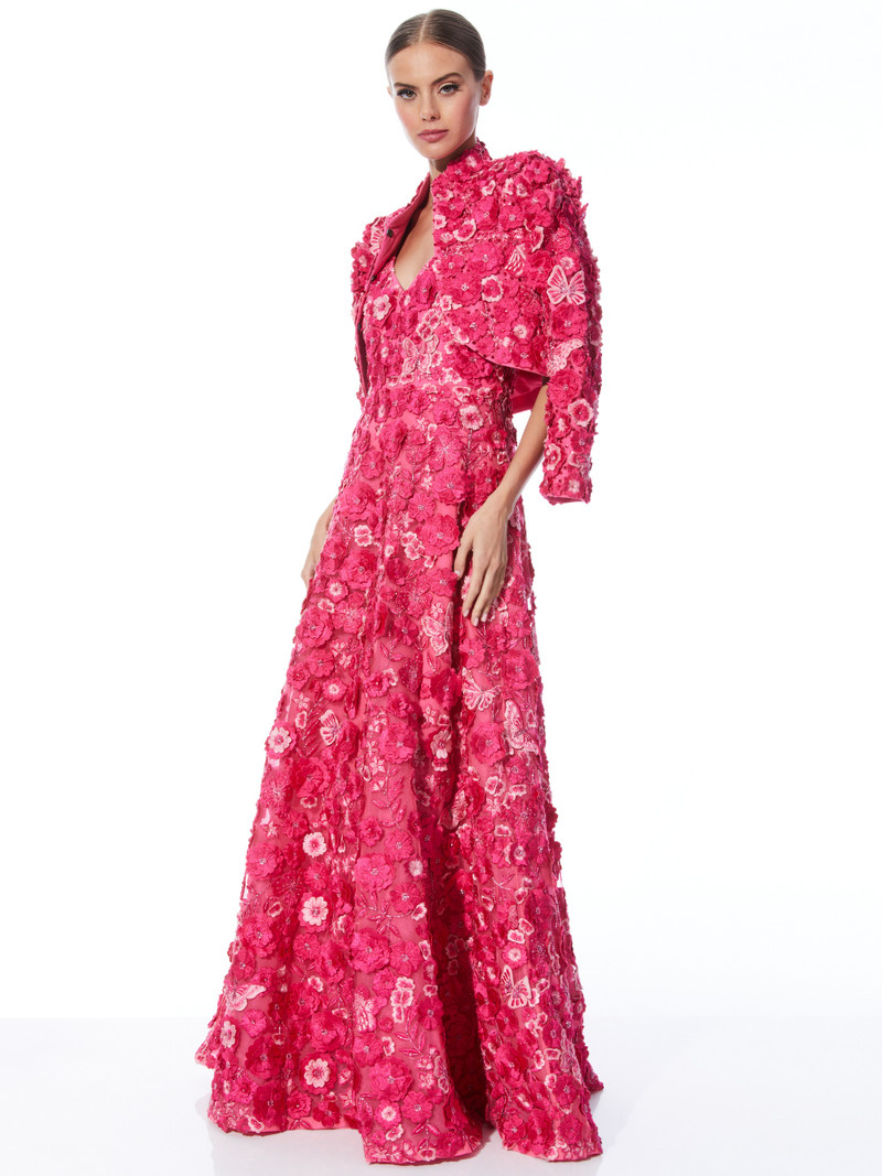 Alice + Olivia LORNA CROPPED FLORAL APPLIQUE JACKET outlook