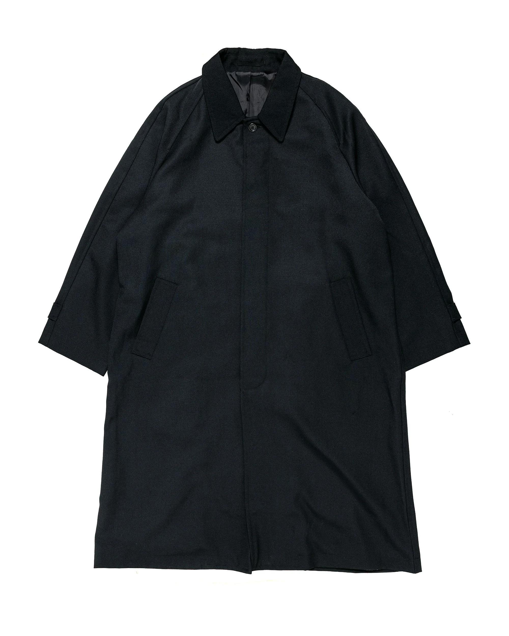 Draft Coat Heavyweight Wool Gabardine Black - 1