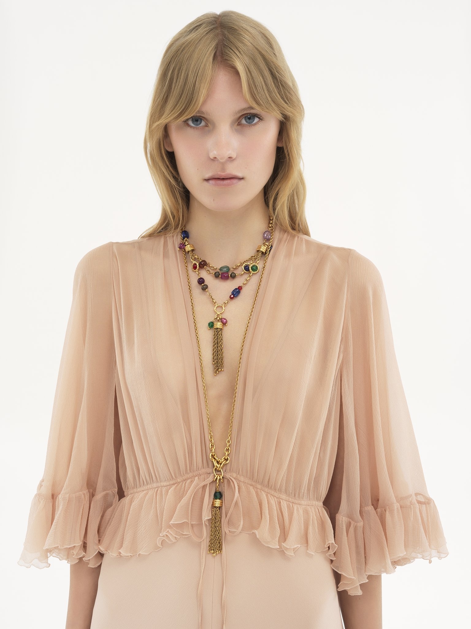 V-NECK LONG DRESS IN CRÊPE SATIN - 7