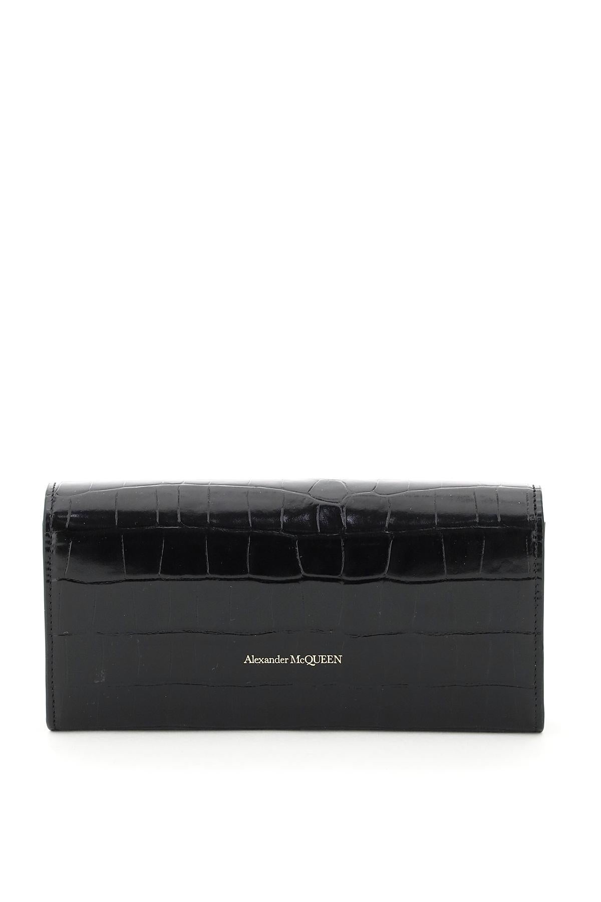 CROCO-EMBOSSED LEATHER MINI SKULL CLUTCH - 3