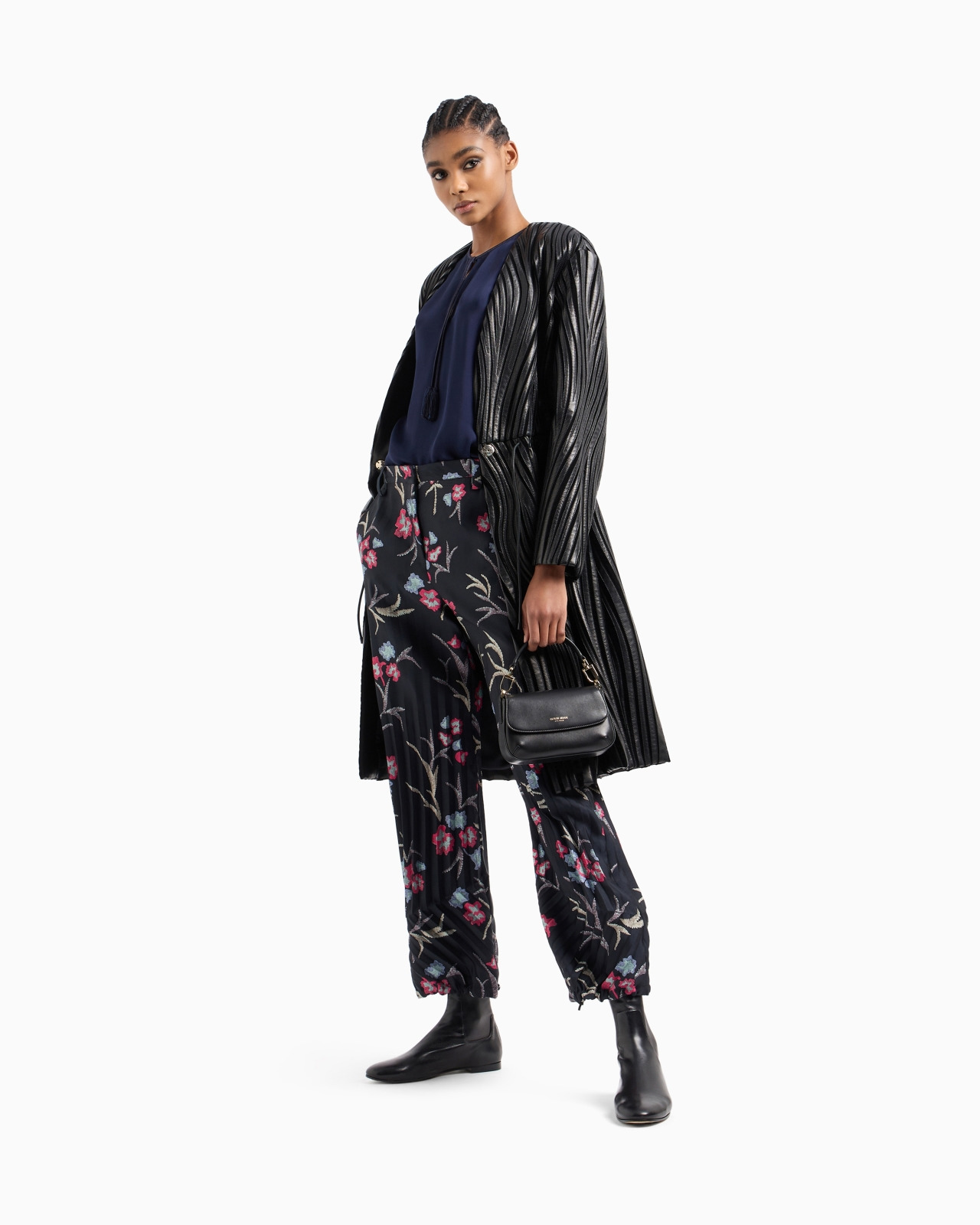 EMBROIDERED NAPPA LEATHER AND VELVET COAT - 2