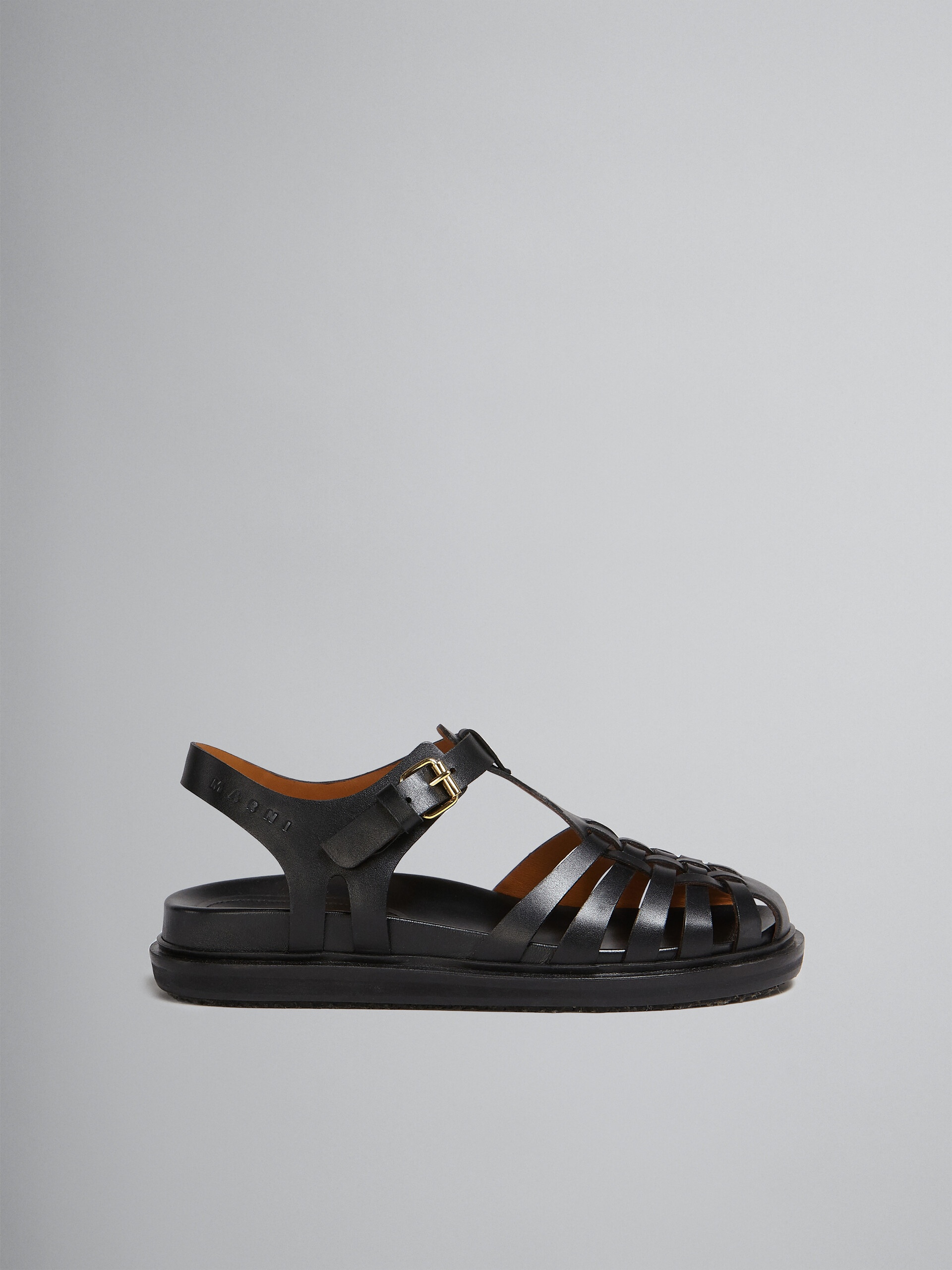 BLACK LEATHER FISHERMAN'S SANDAL - 1