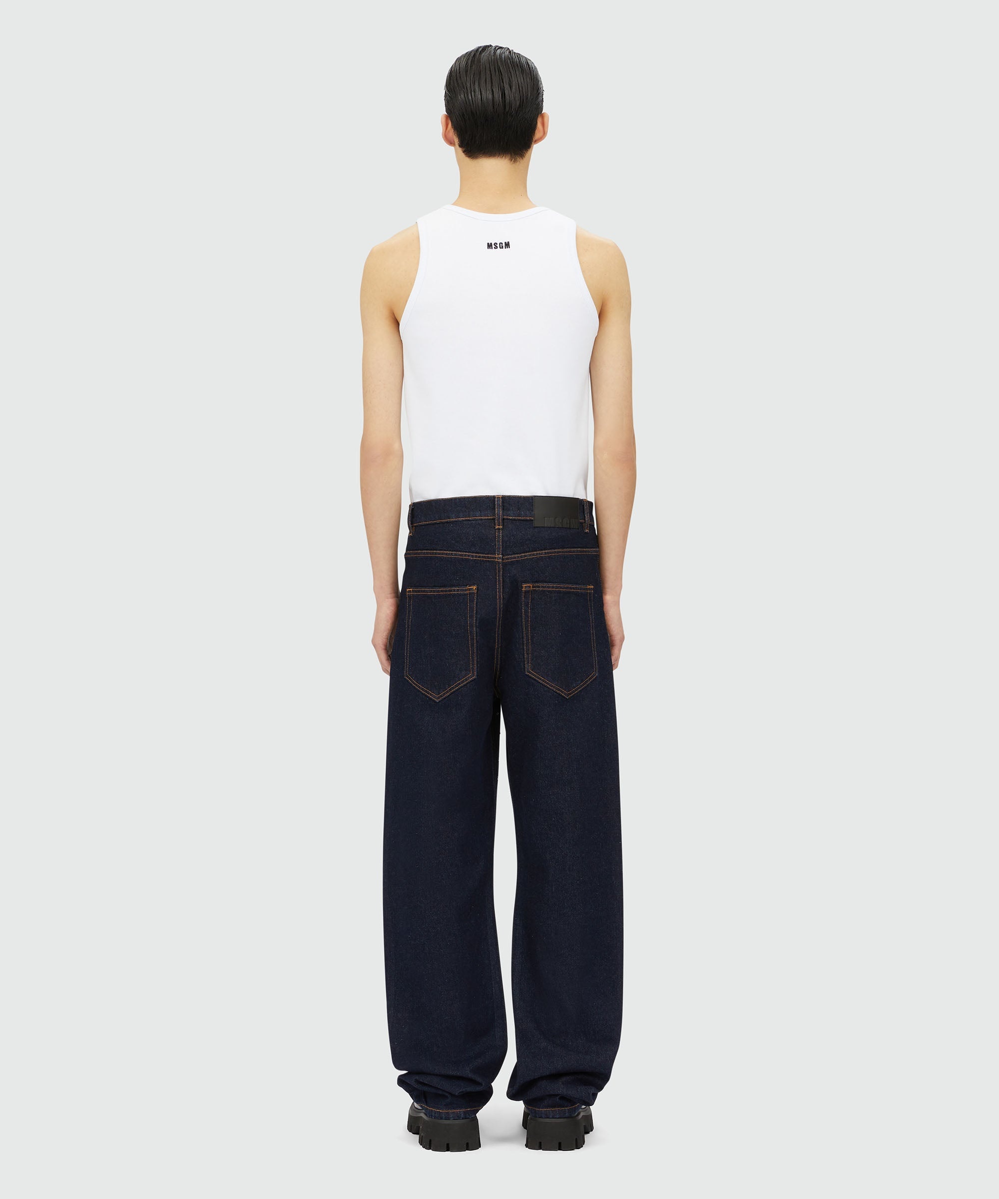 Wide-leg denim pants with studs - 3