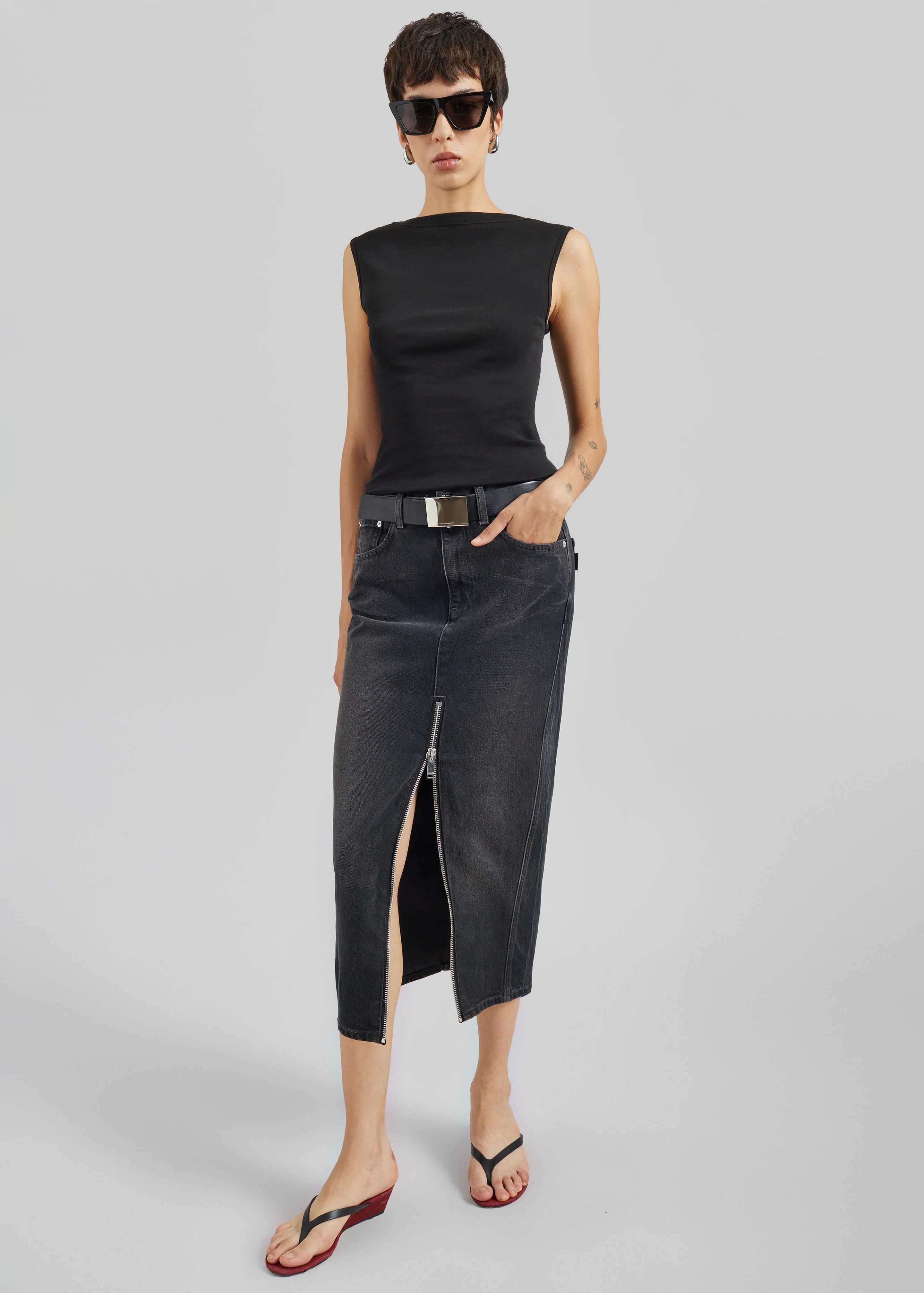 Haikure Mira Denim Skirt - Vintage Black - 1
