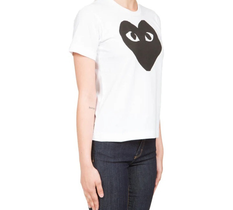 (WMNS) COMME des GARCONS PLAY Heart Logo Tee 'White Black' AZ-T069-051-1 - 5