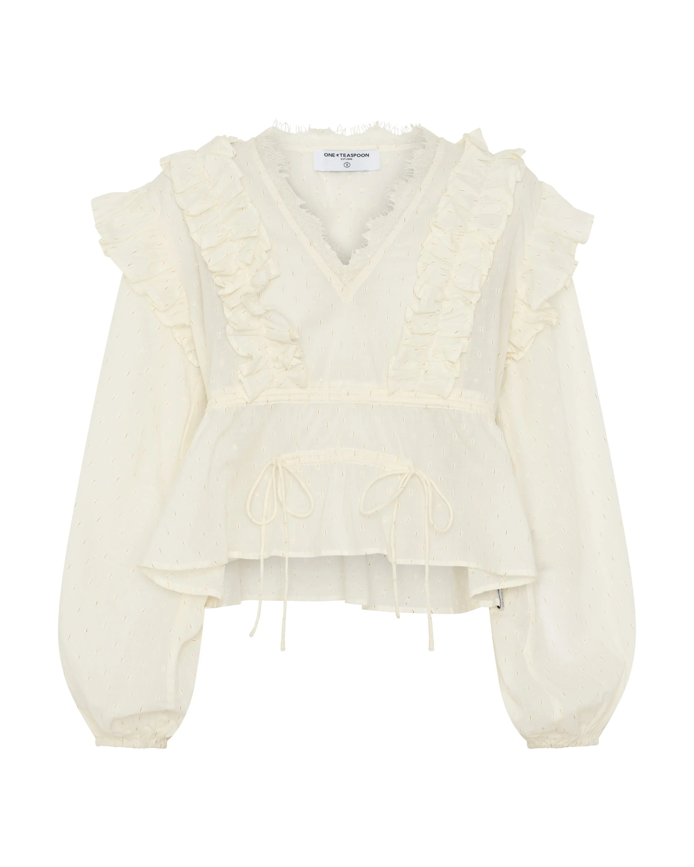 Willow Ruffle Sheer Top - Ivory - 1