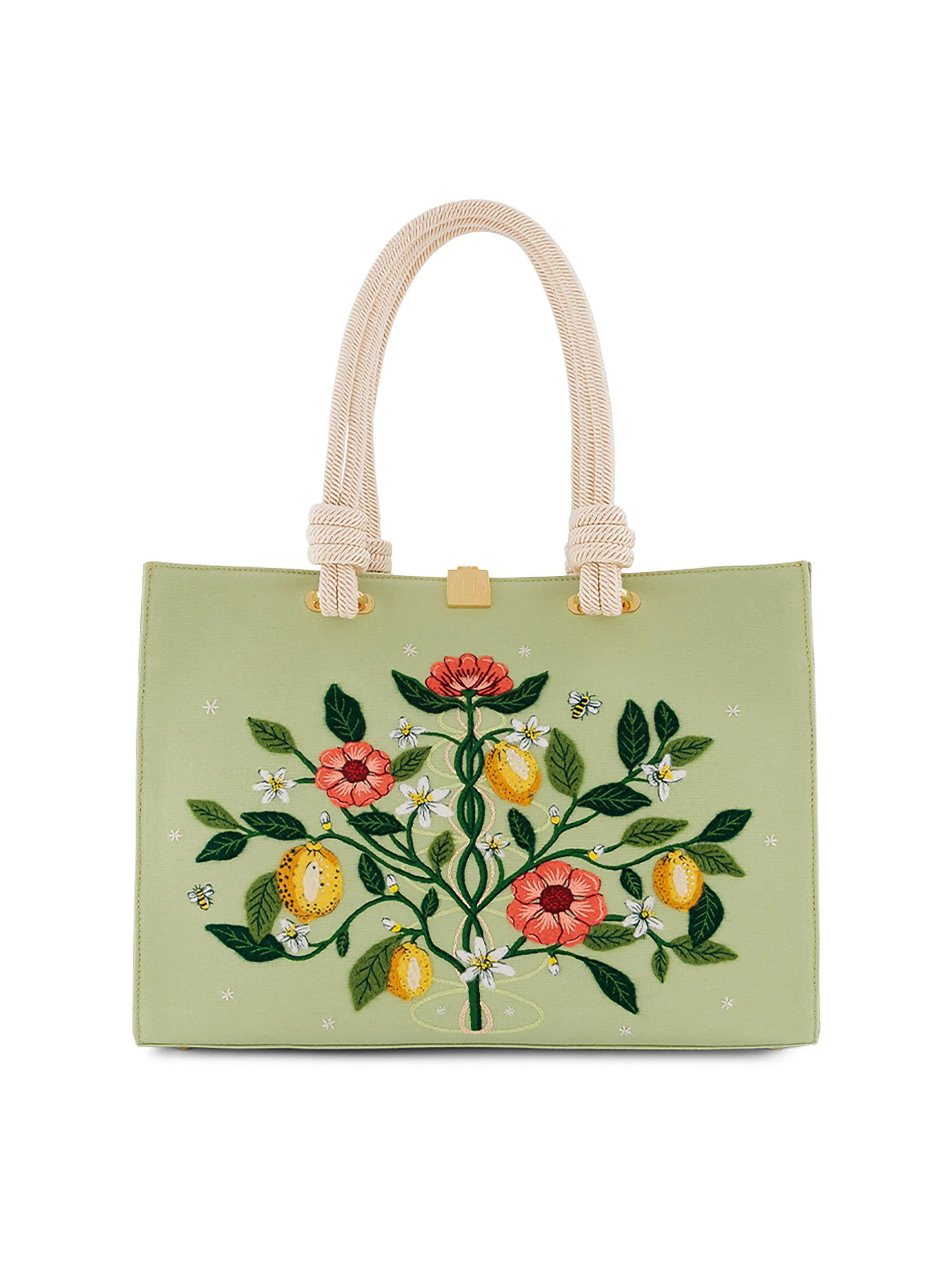 Women's Botanical Chic Medium Embroidered Tote Bag - Aloe - 1