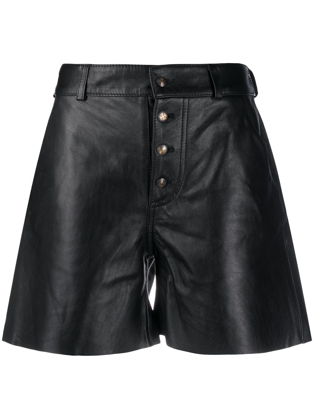 buttoned leather shorts - 1