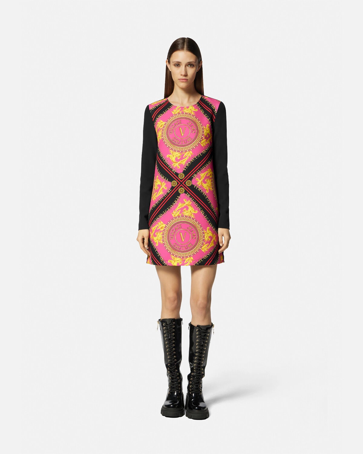 V-Emblem Chain Mini Dress - 2