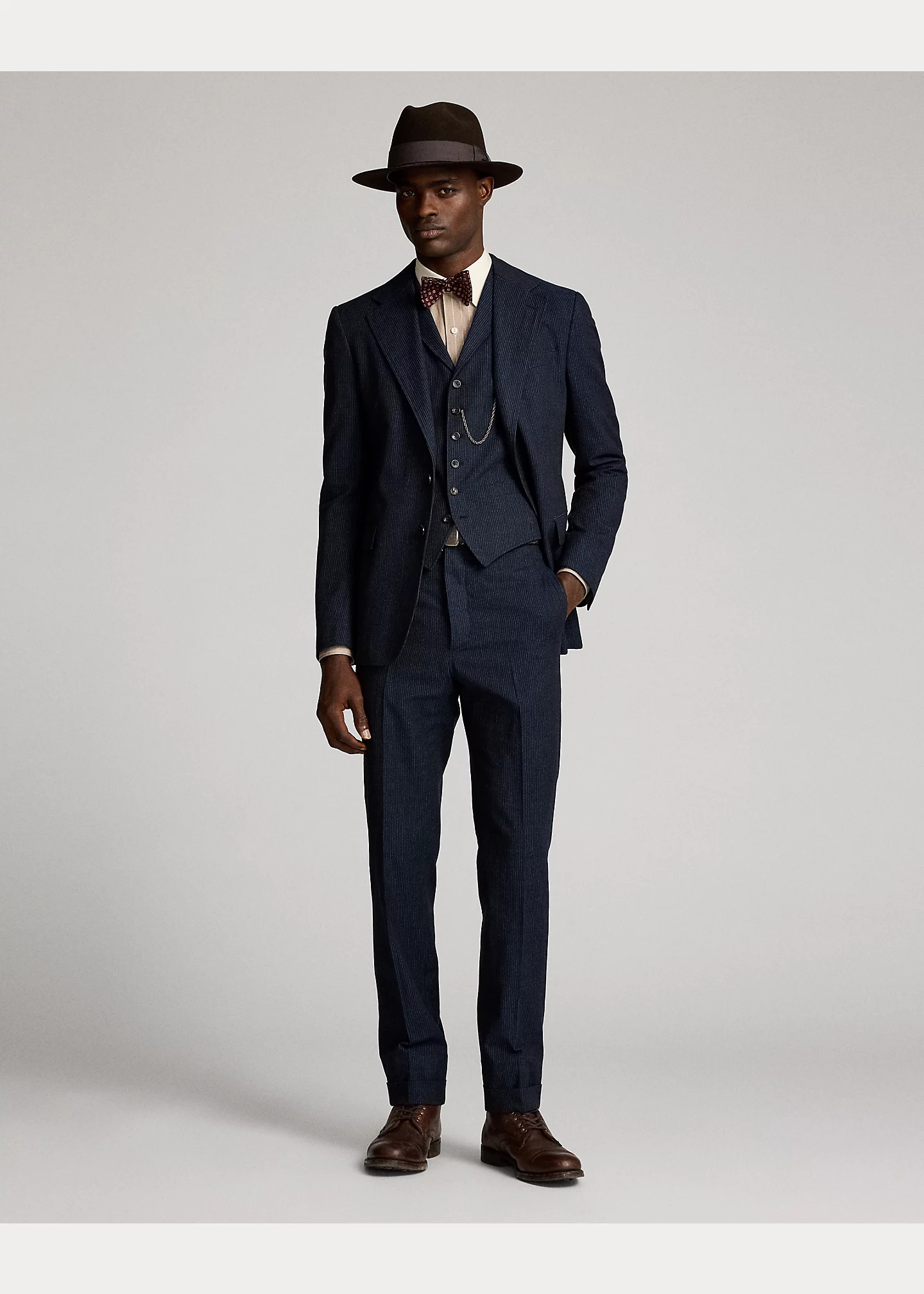 Slim Striped Herringbone Suit Trouser - 2