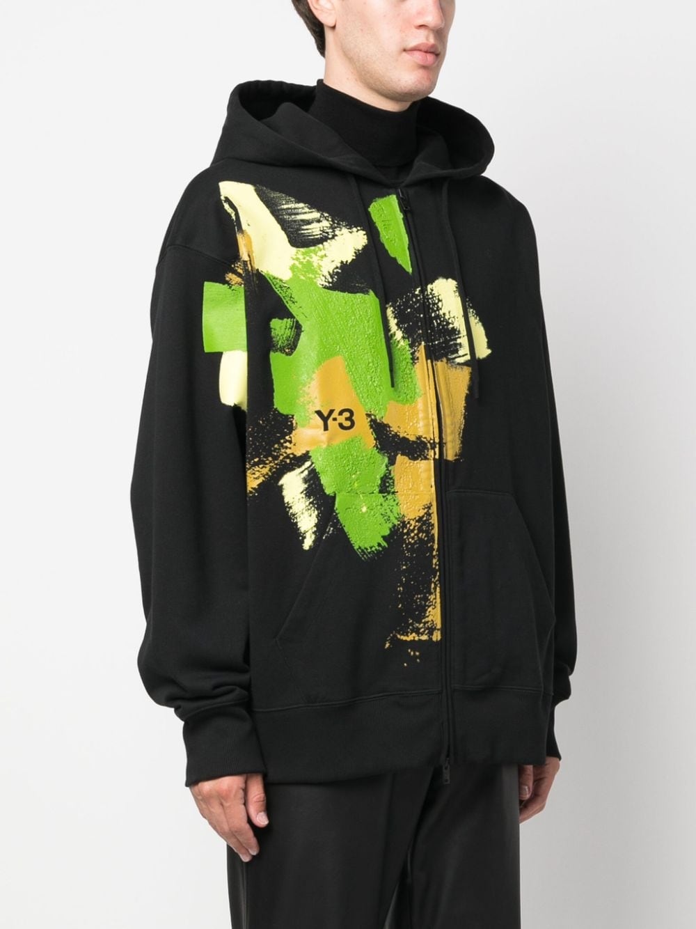 logo-print zip-up cotton hoodie - 3