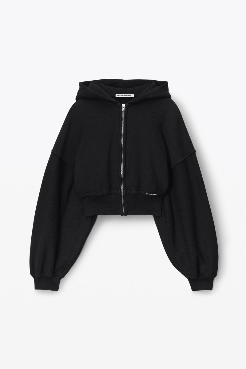 cropped zip up hoodie in classic cotton terry 1