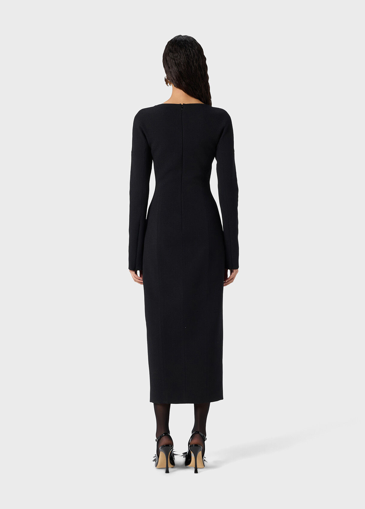 MIDI DRESS IN CRÊPE WITH METAL ROSE - 3