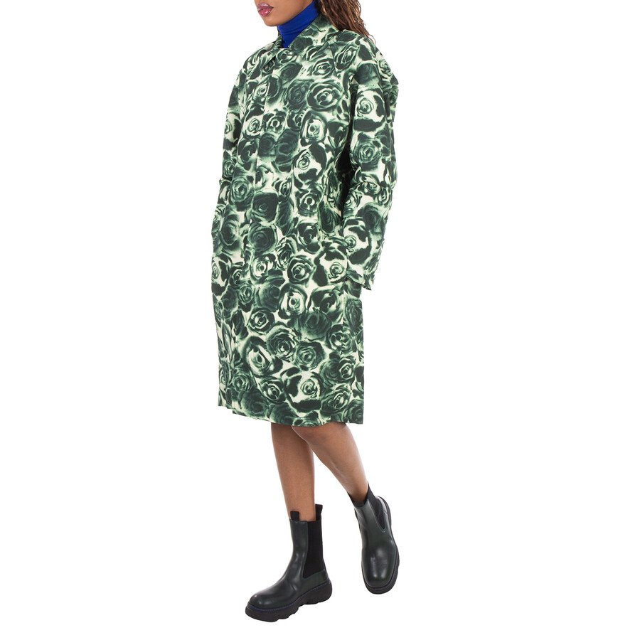 Burberry Long All Over Rose Print Raincoat - 4