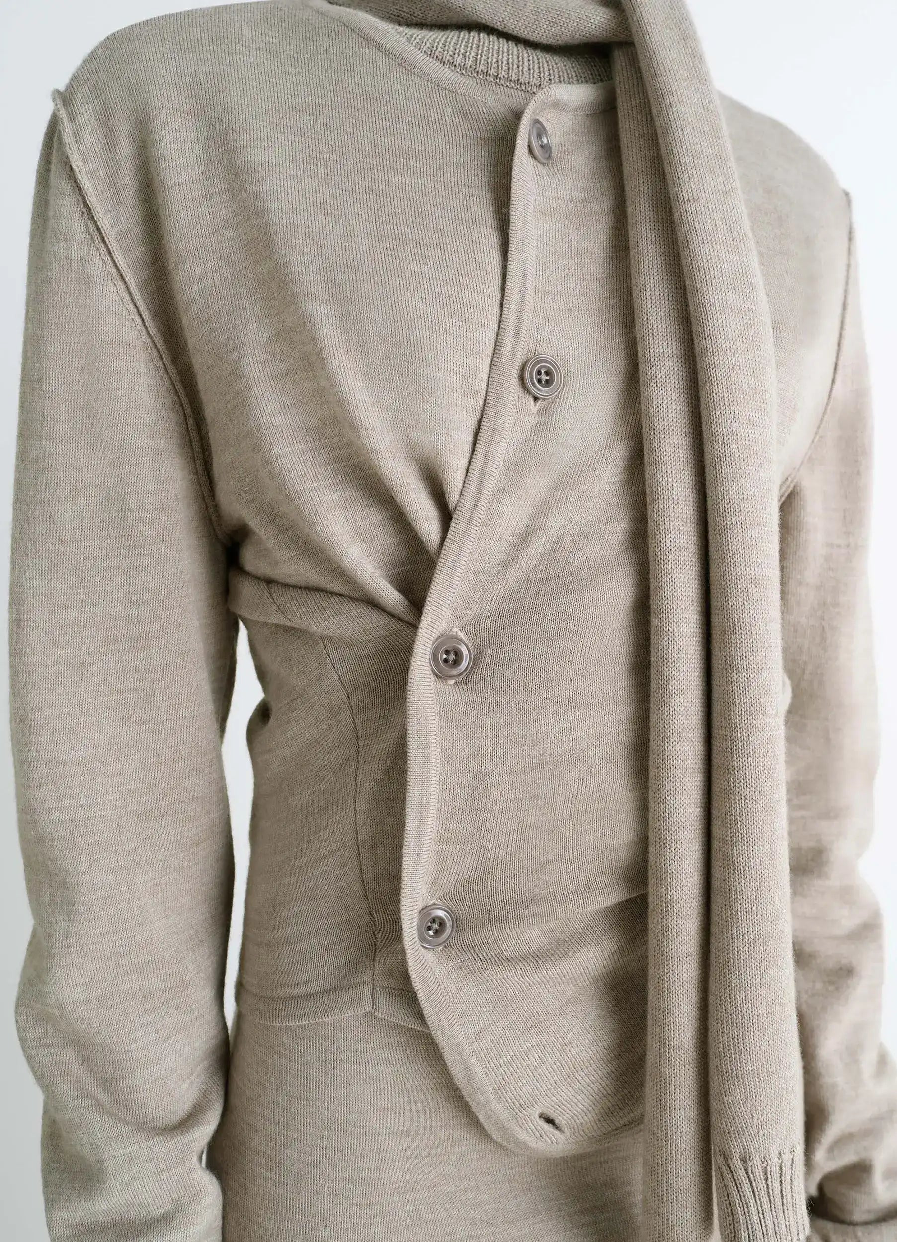 TWISTED CARDIGAN WITH SCARF - 4