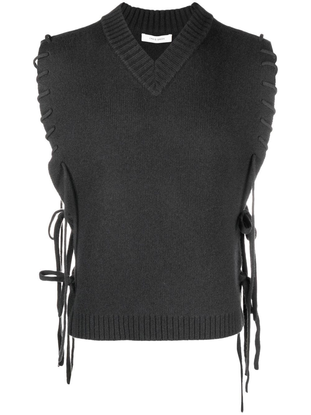 lace-up detail knitted vest - 1