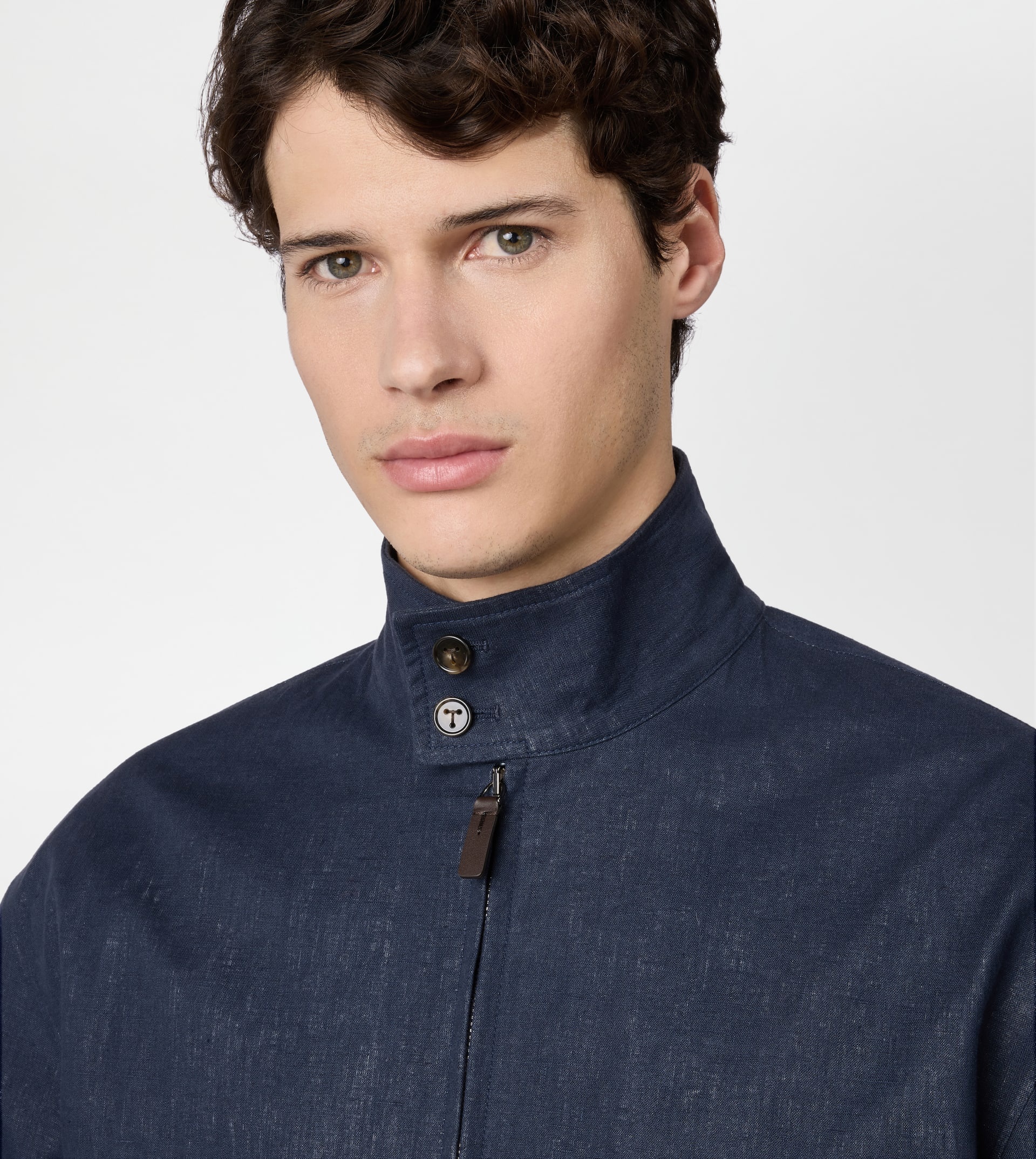 JACKET IN LINEN - BLUE - 6