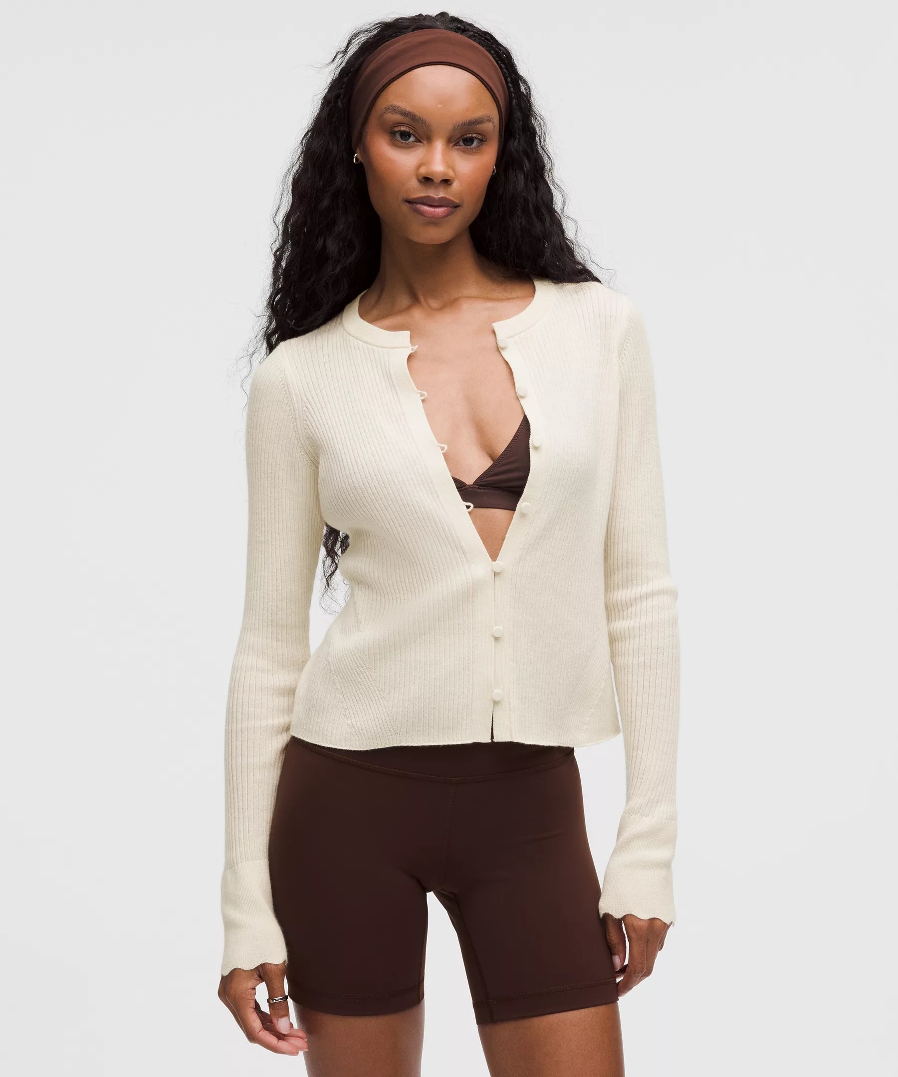 Cashmere Scalloped Cuff Cardigan - 1