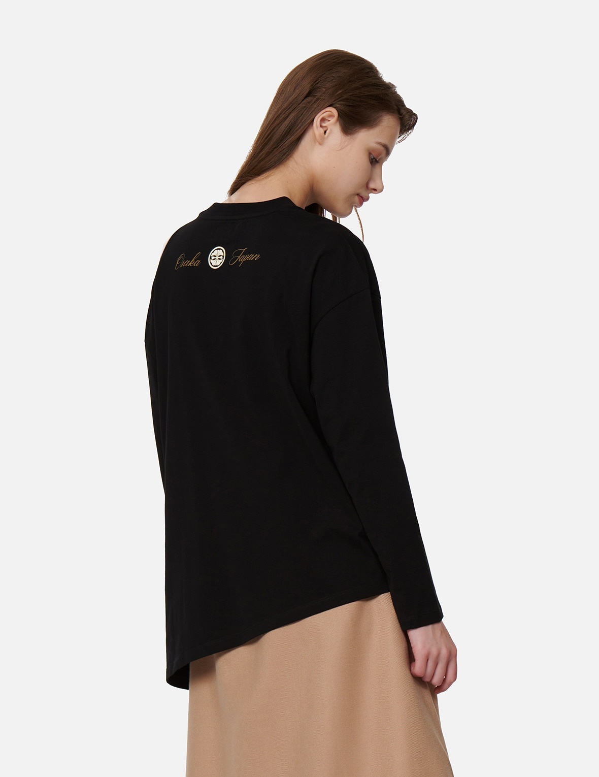 LOGO PRINT ONE-SHOULDER CUT-OUT T-SHIRT - 8