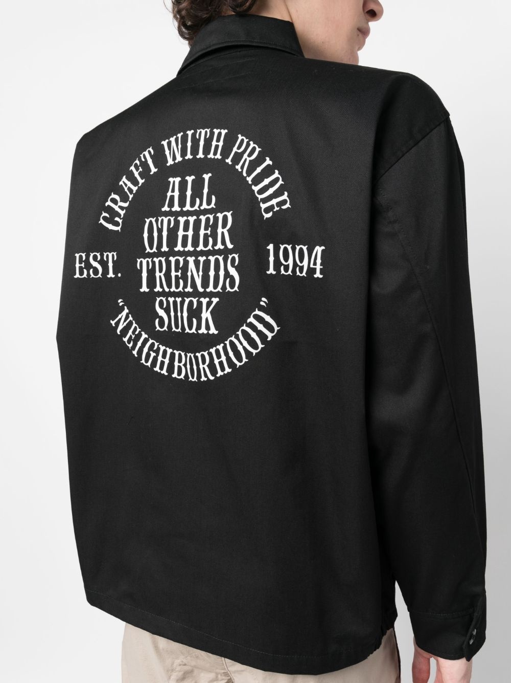 slogan-print utility jacket - 5