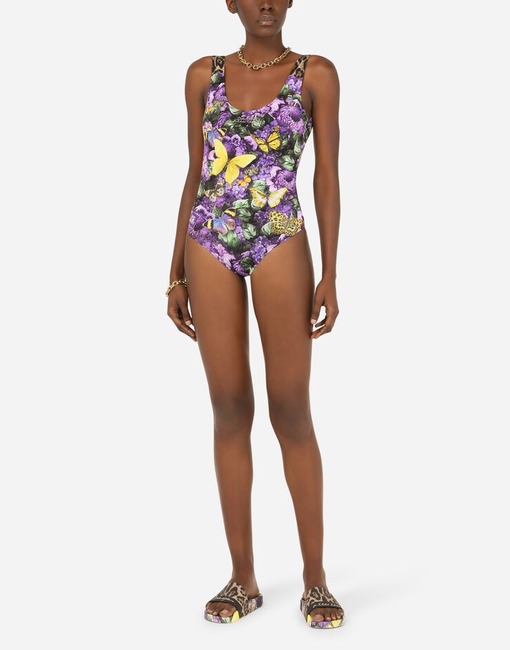 One-piece racing swimsuit with butterfly print - 8