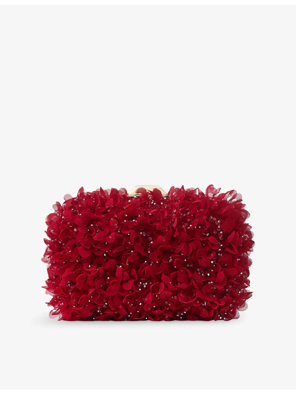 Cloud Petal-Embroidered Satin Clutch Bag - 1