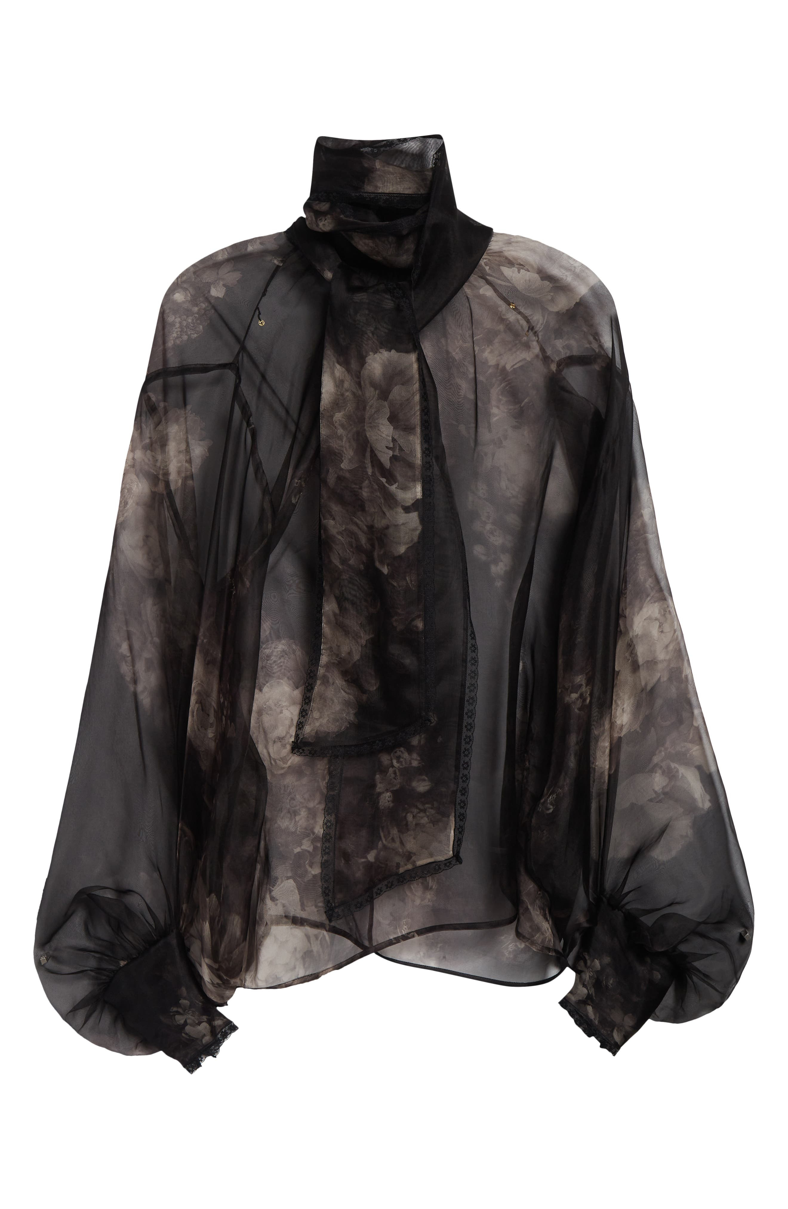 Zimmermann Hypnotic Pussy Bow Organza Top in Ghost Floral at Nordstrom - 6