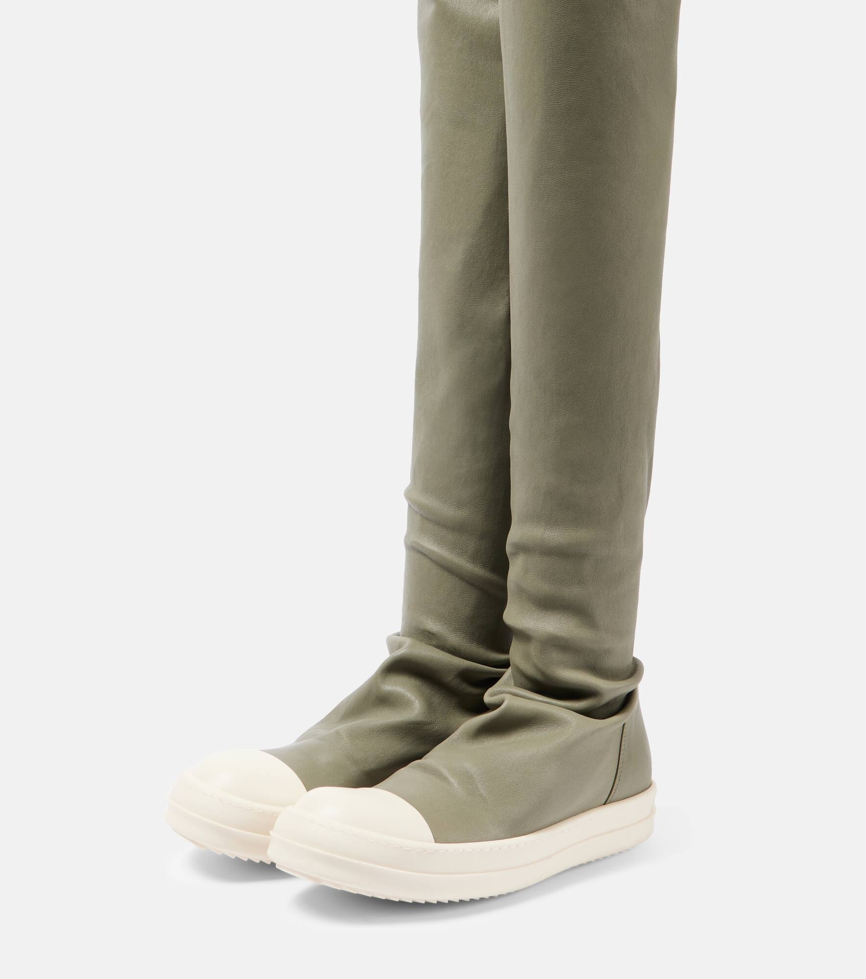 Stockings over-the-knee leather sneakers - 4