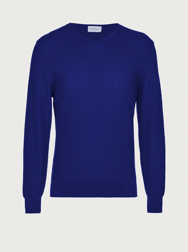 KNITTED V-NECK SWEATER - 1
