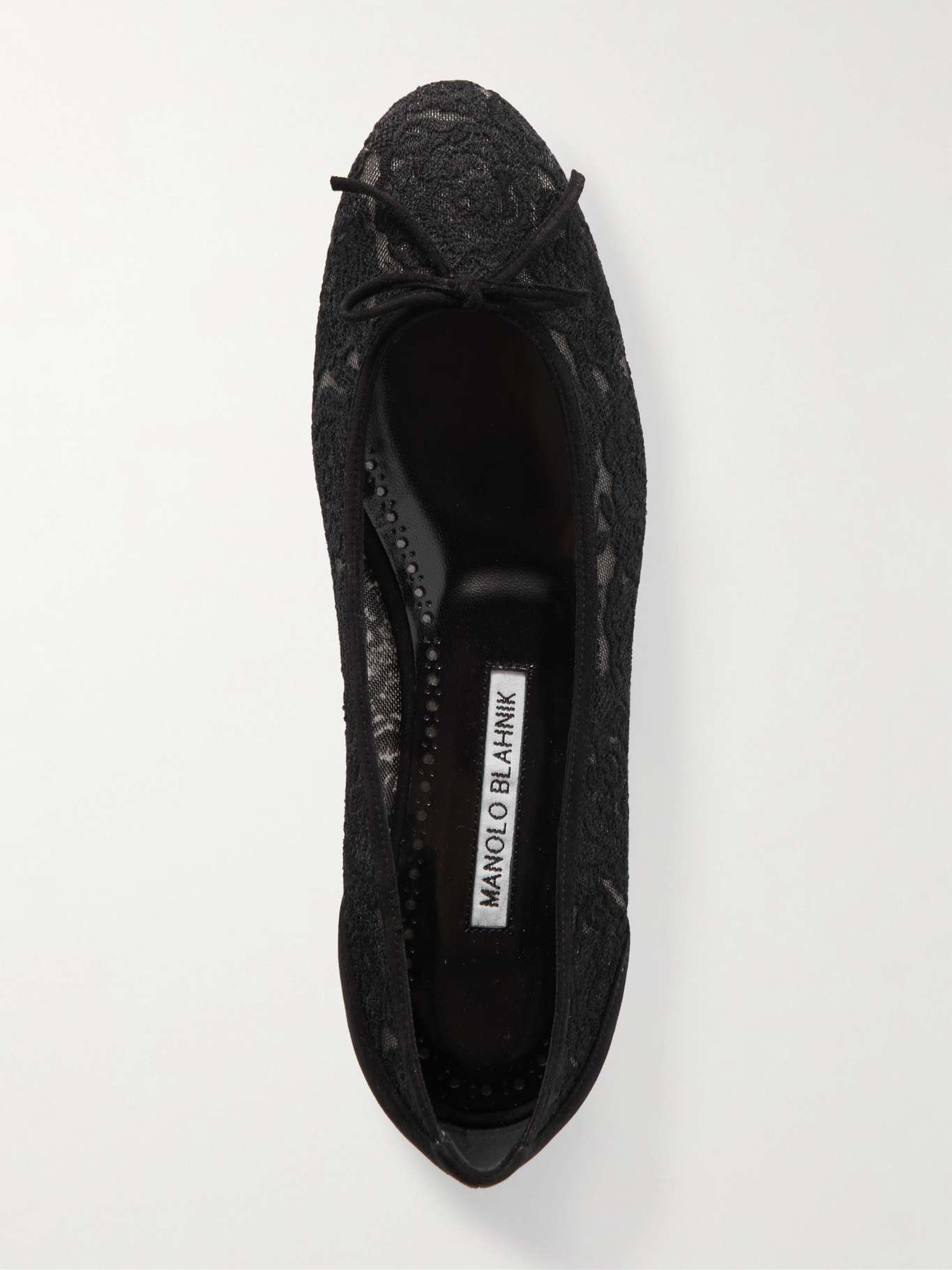 Verizzo bow-detailed suede-trimmed cotton-blend lace ballet flats - 5