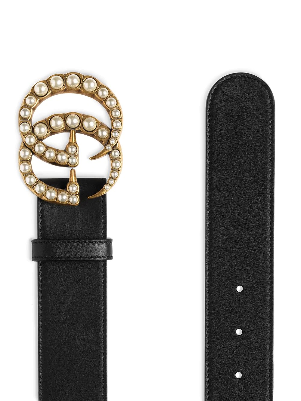 Leather belt with pearl Double G - 2