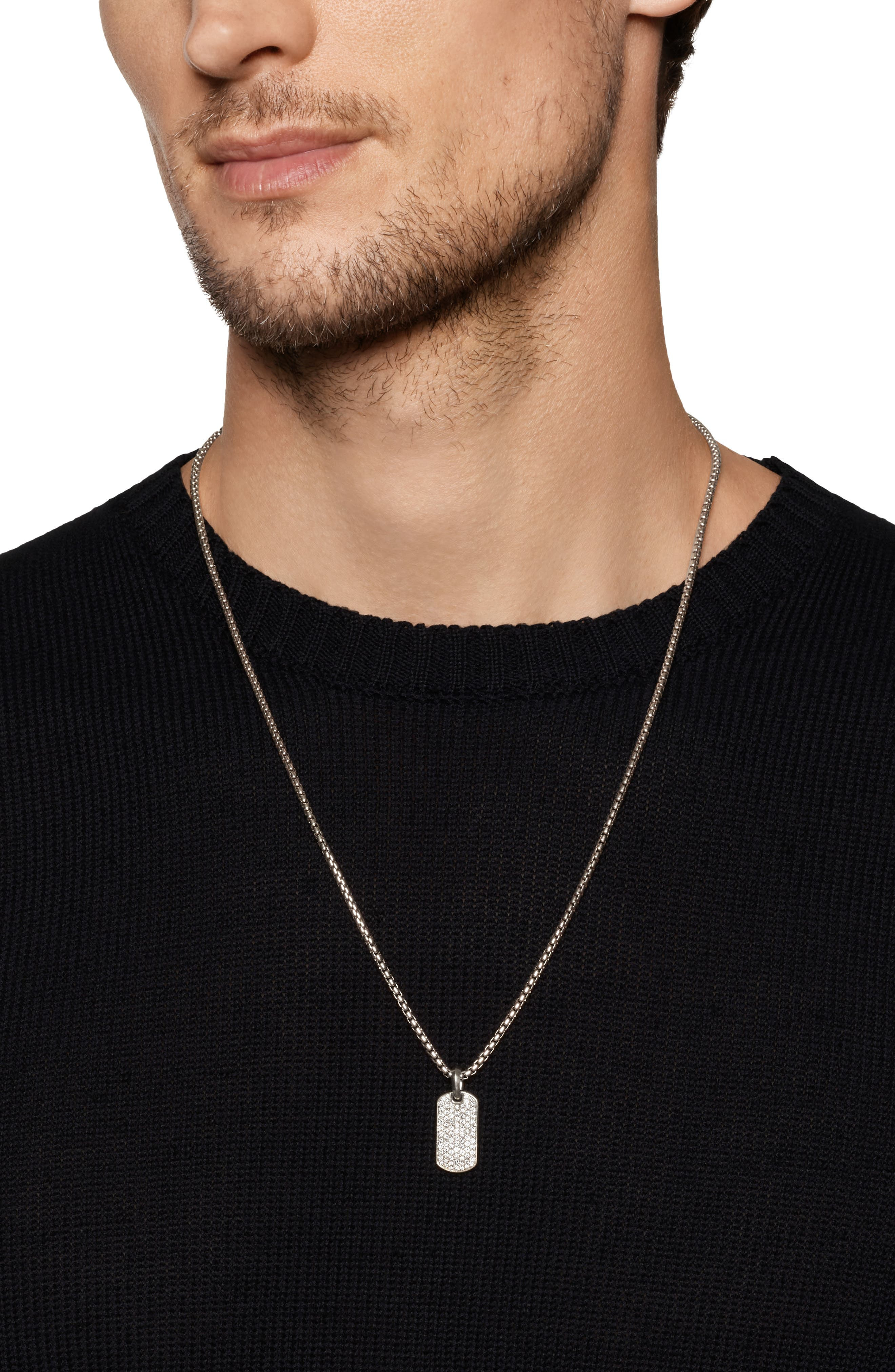 David Yurman Men's Chevron Tag, 21mm in Sterling Silver/Diamond at Nordstrom - 2