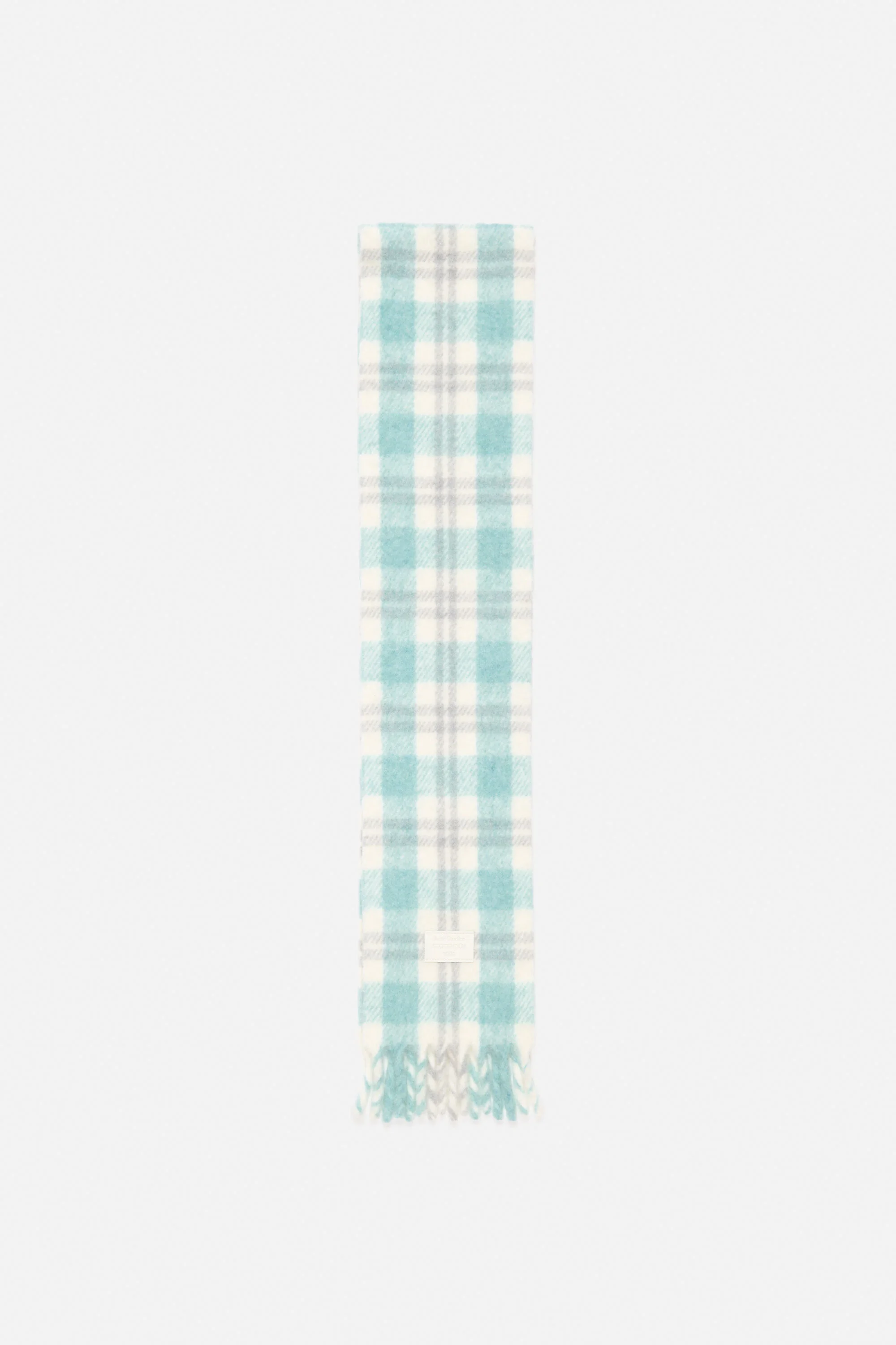 Fringed alpaca-wool scarf - White/Aqua - 1