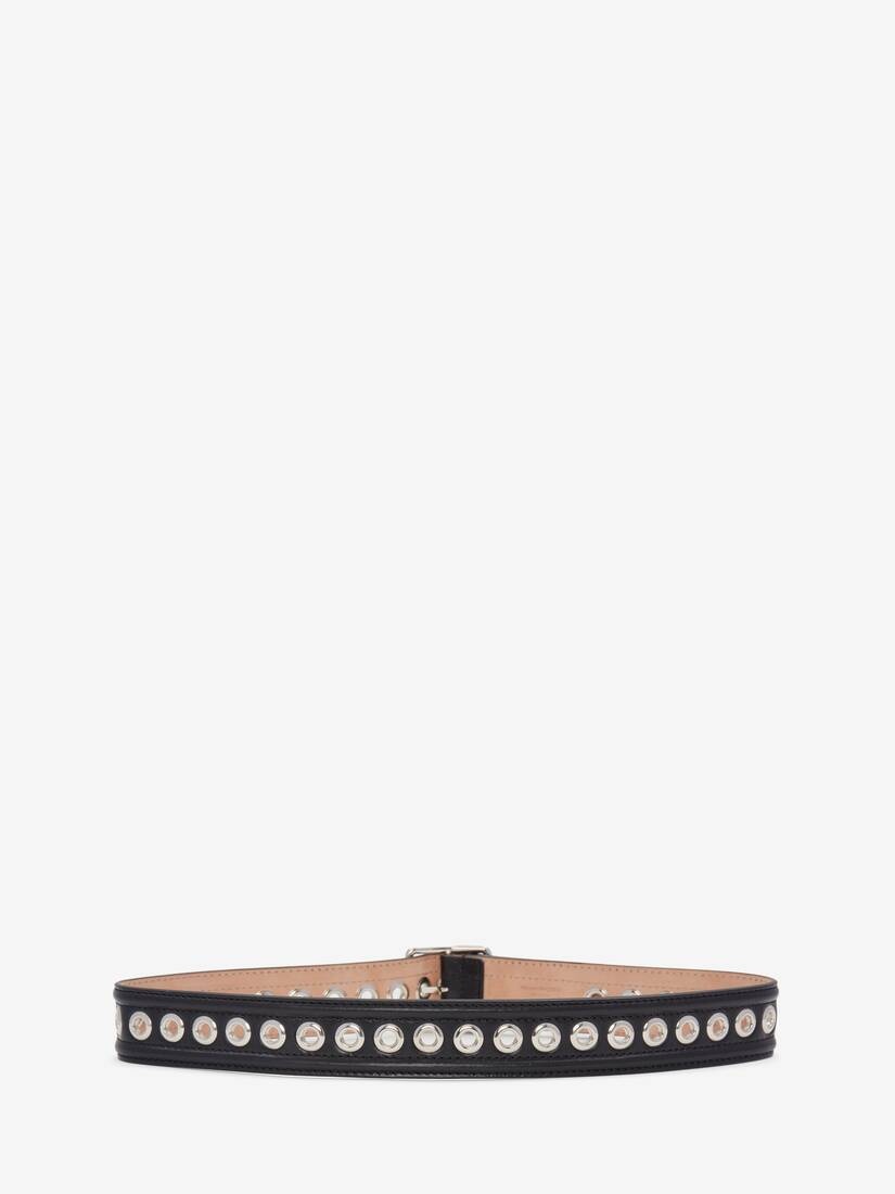 Women's Eyelet Medium Waist Belt in Black - 2