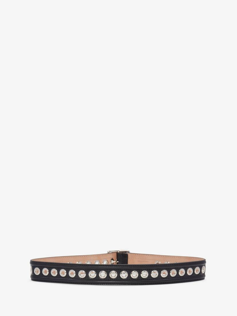Alexander McQueen Women's Eyelet Medium Waist Belt in Black outlook