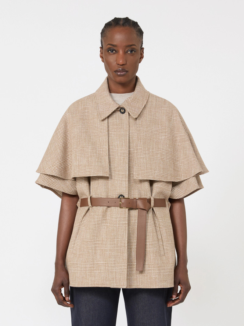 FAVETTA Glen plaid cotton cloak - TOBACCO 3