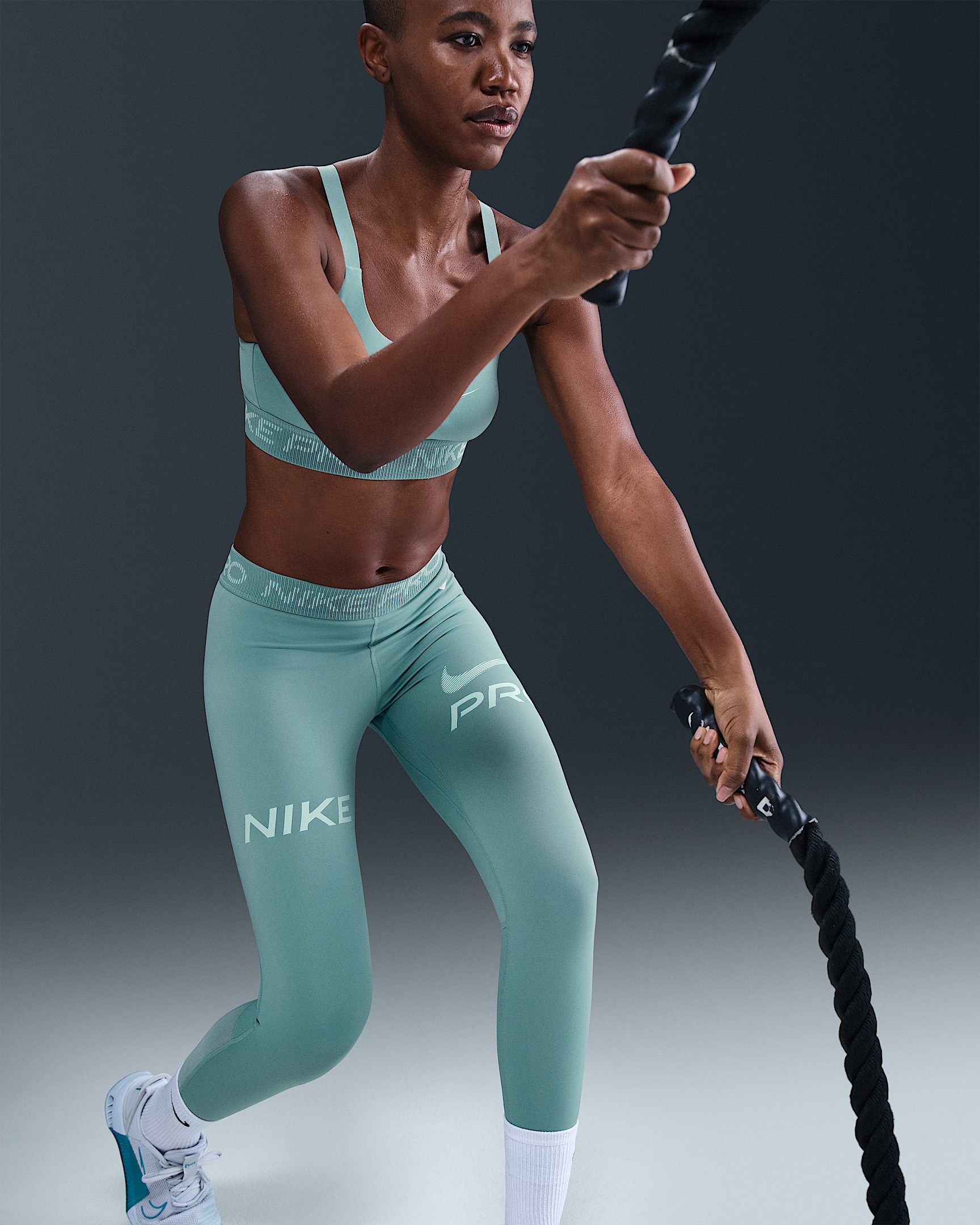 Nike Pro Women's Mid-Rise 7/8 Mesh-Panel Graphic Leggings - 5
