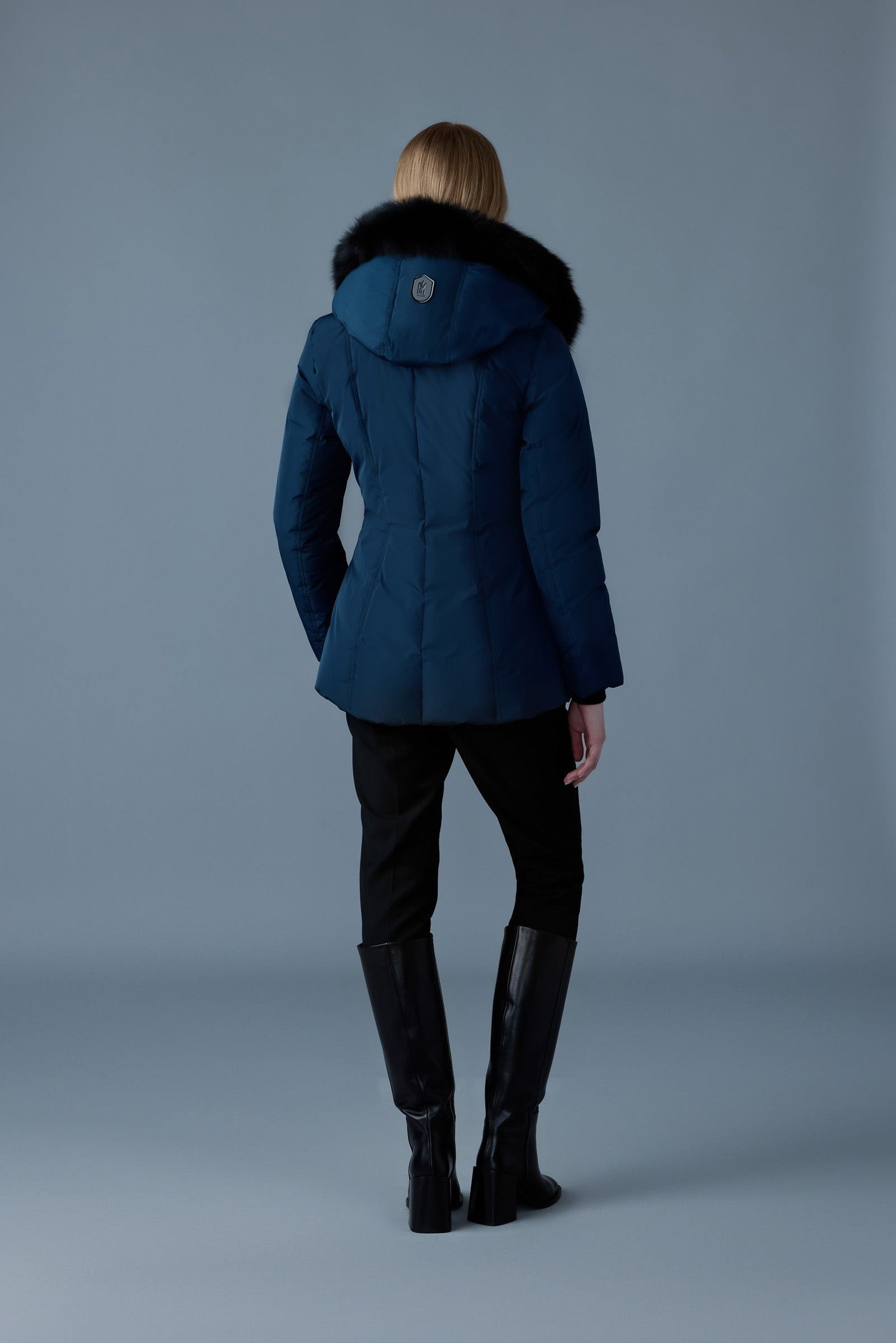 ADALI Down coat with blue fox fur Signature Mackage Collar - 4