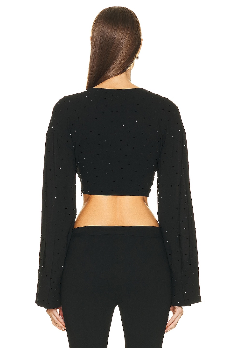 Long Sleeve Hot Fix Crop Top - 3