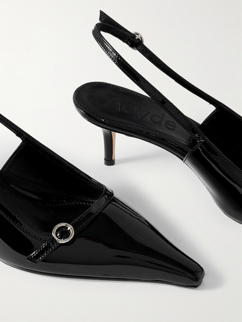 Saba Buckled Patent-leather Slingback Pumps 4