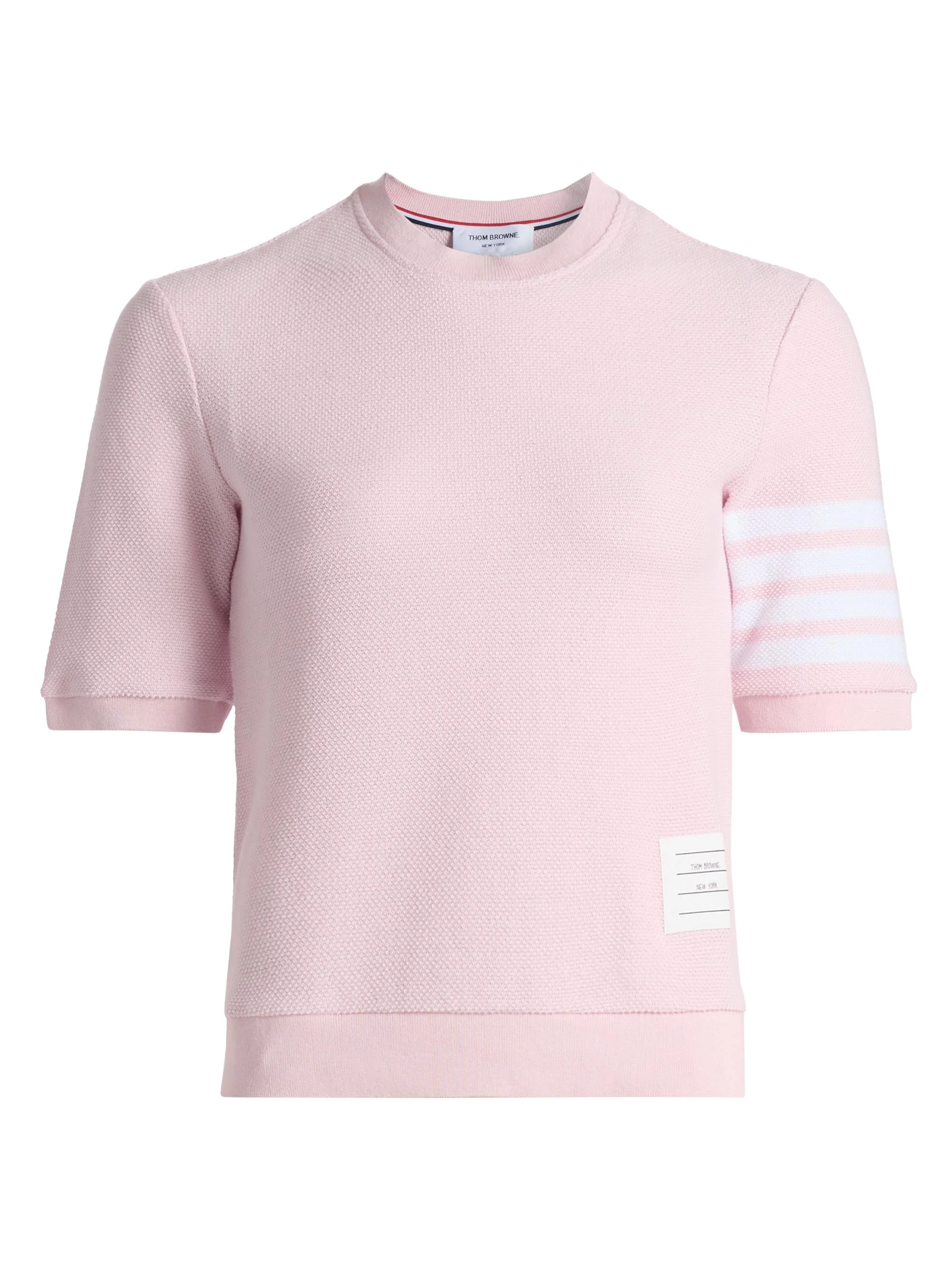 Women's Textured Piqué Cotton T-Shirt - Lt Pink - 1