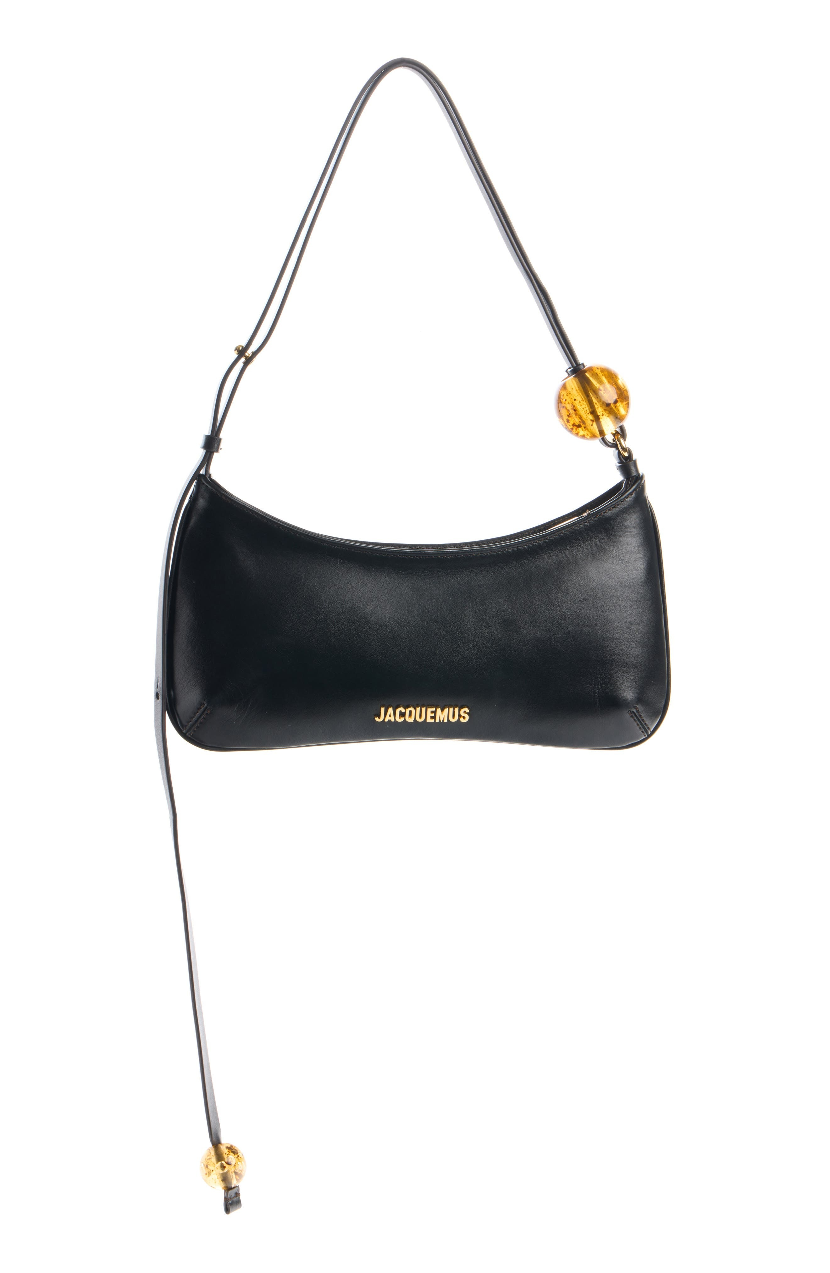 Jacquemus Le Bisou Perle Leather Shoulder Bag in Black 990 at Nordstrom - 1