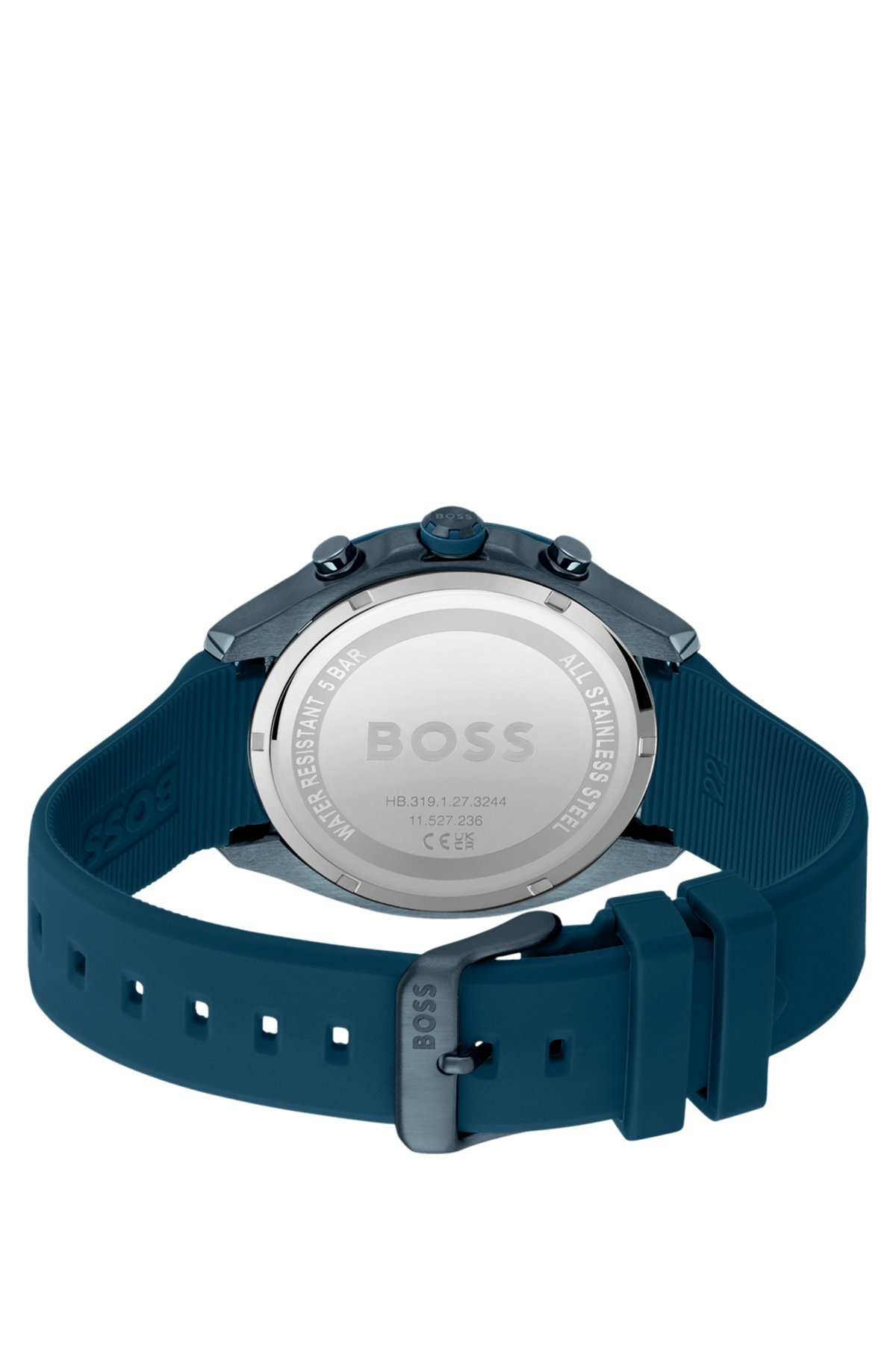 BLUE-PLATED CHRONOGRAPH WATCH WITH BLUE SILICONE STRAP - 3