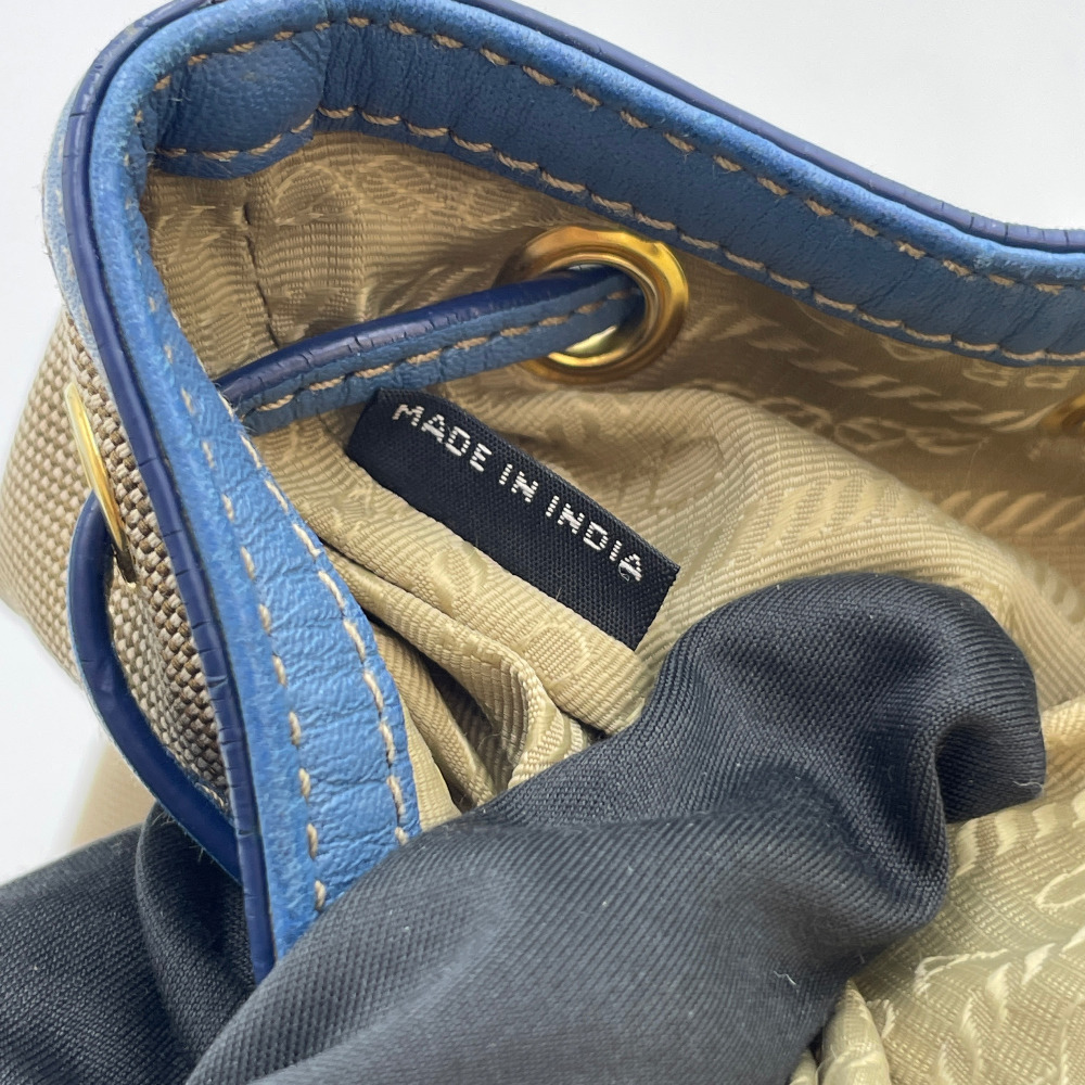 Prada Beige Fabric Heritage Bucket Two-Way Bag - 18