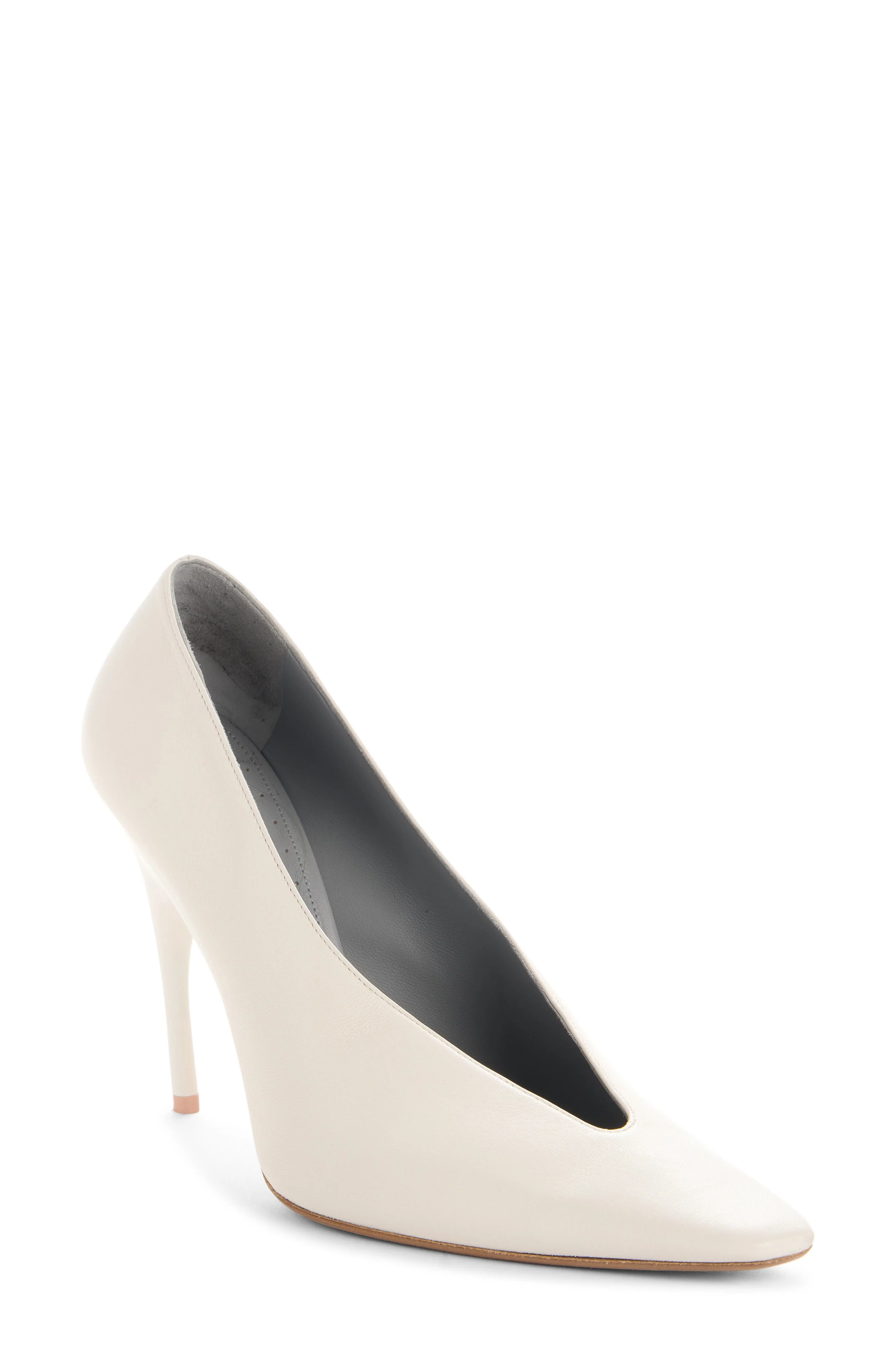Balenciaga Duchesse Pointed Toe Pump in White Snow/Gold at Nordstrom - 1