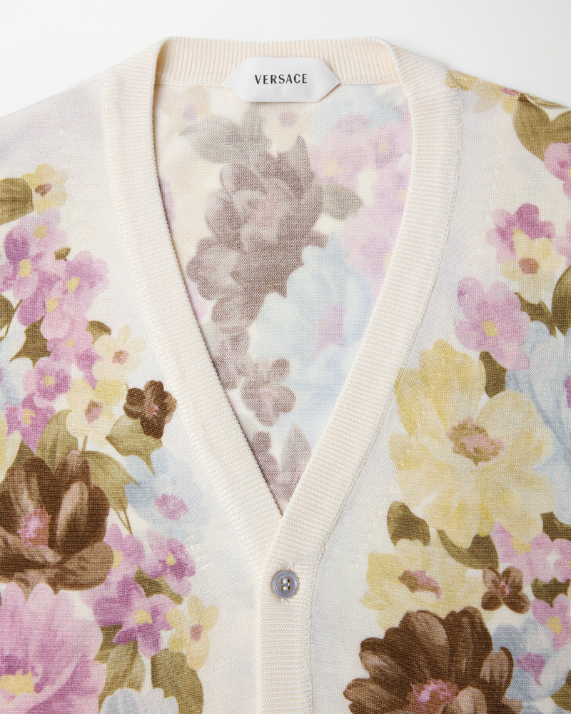 VERSACE Printed Silk Knit Cardigan outlook
