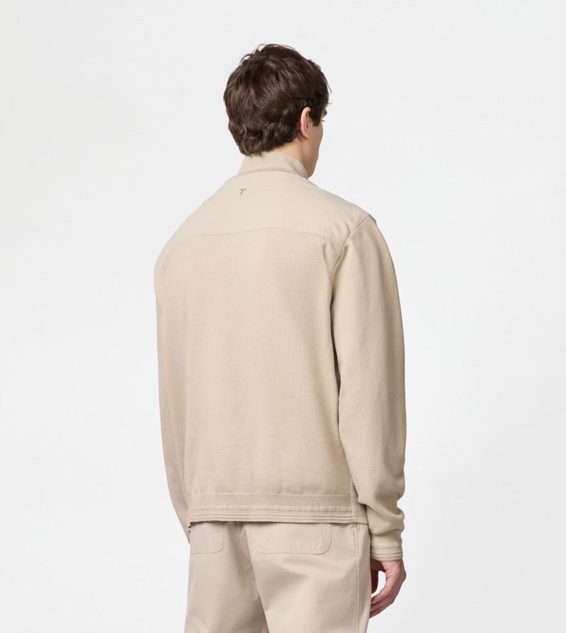 BOMBER JACKET IN TECHNICAL COTTON - BEIGE 4